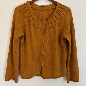 ANTHROPOLOGIE Charlie & Robin Tan Cottagecore Coquette Cardigan Sweater | Size M
